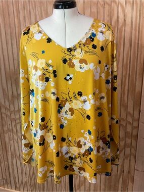 Worthington Woman Yellow Floral Blouse - 2X
